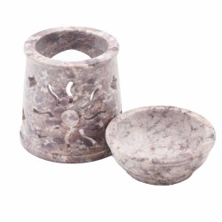 Small Soapstone Oil Burner 8 cm - Sun and Stars