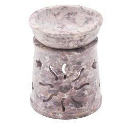 Small Soapstone Oil Burner 8 cm - Sun and Stars