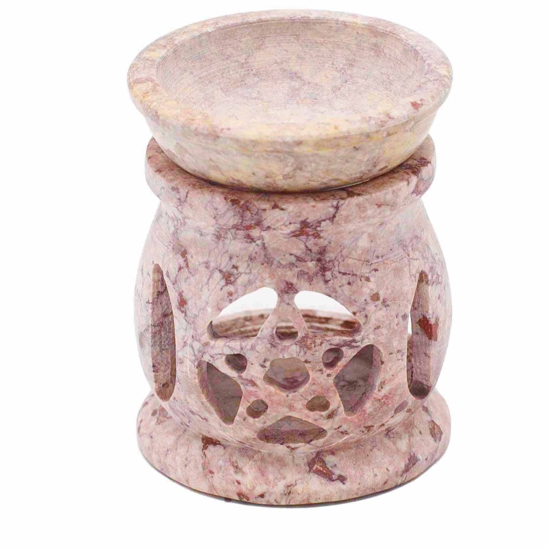 Small Soapstone Oil Burner 8 cm - Three Moons Pentagram-SOAPSTONE OIL BURNERS-HOSTENATURA