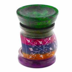 Soapstone Oil Burner 10cm - Flower of Life - Five Colors