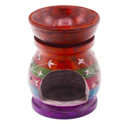 Soapstone Oil Burner 10cm - Hamsa - Five Colors