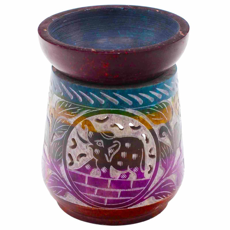 Large Soapstone Oil Burner 13x10cm - Elephant - Five colors-SOAPSTONE OIL BURNERS-HOSTENATURA