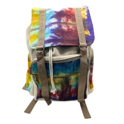 Mochila grande quadrada de cânhamo Tiedye