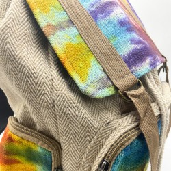 Großer quadratischer Hanf Rucksack Tiedye