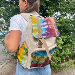 Mochila grande cadrada de cáñamo Tiedye