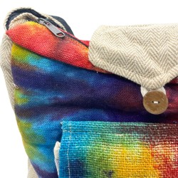 Bolsa de estudo de cáñamo Tiedye con peto frontal