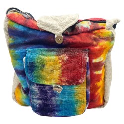 Bolsa de estudo de cáñamo Tiedye con peto frontal