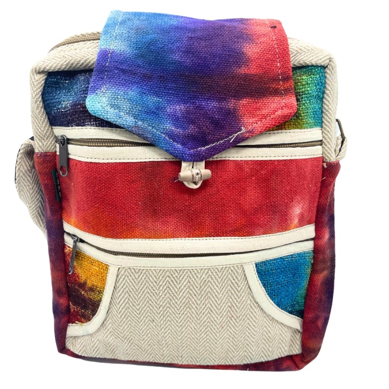 Bolsa de cânhamo Tiedye - 2 zíperes e aba-SACOS MOCHILAS CHAPÉUS CÂNHAMO-HOSTENATURA