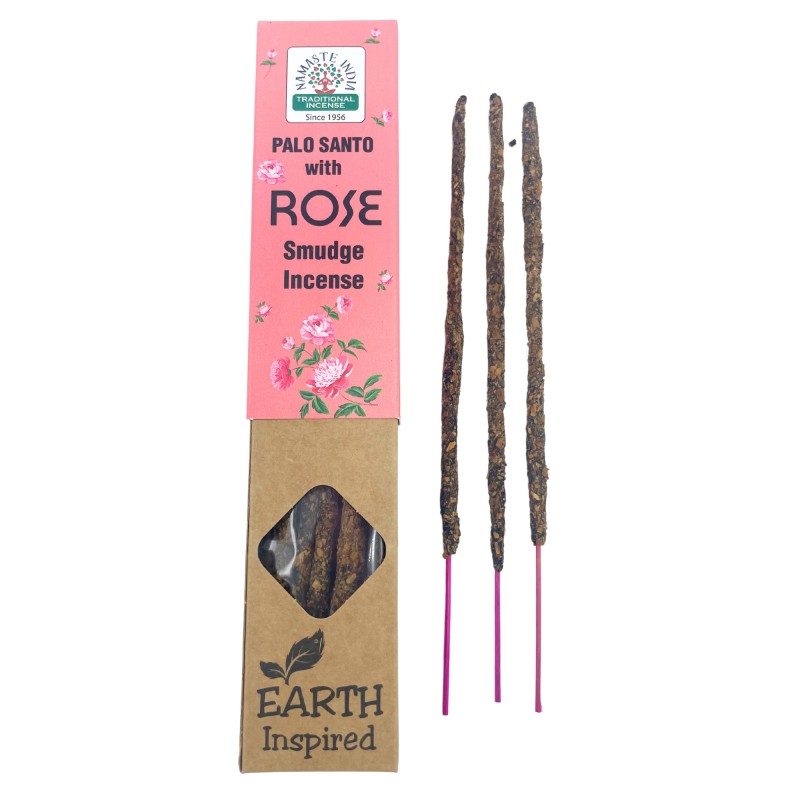 Naturlig Palo Santo och Rose Rökelse NAMASTE INDIA Jordinspirerad - 25gr Låda med Ekologisk Rökelse-NATURLIG RÖKELSE PALO SANTO- NAMASTE INDIA ORKAY-HOSTENATURA