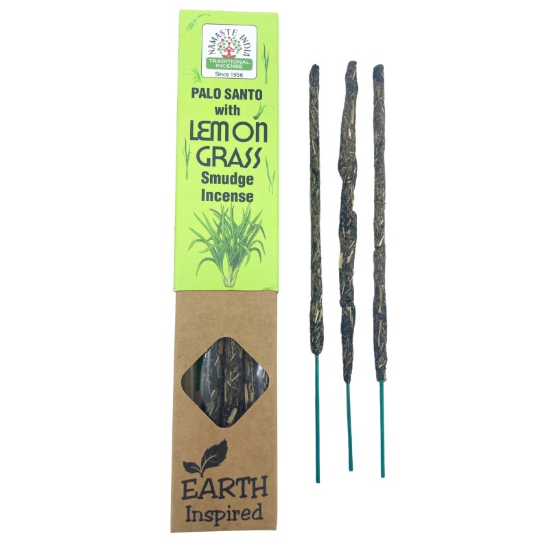 Palo Santo och citrongräs naturlig rökelse NAMASTE INDIA jordinspirerad - 25gr låda med ekologisk rökelse-NATURLIG RÖKELSE PALO SANTO- NAMASTE INDIA ORKAY-HOSTENATURA