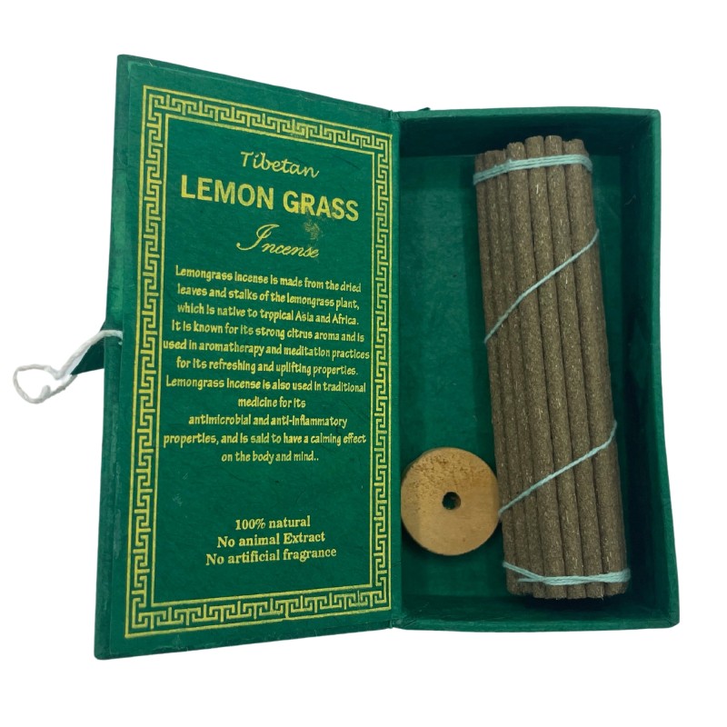 Himalayan Sughandit Dhoop Räucherstäbchen Kit - Zitronengras - Beruhigt den Geist - 100% natürlich - 30 Räucherstäbchen-GESCHENKSET-HOSTENATURA