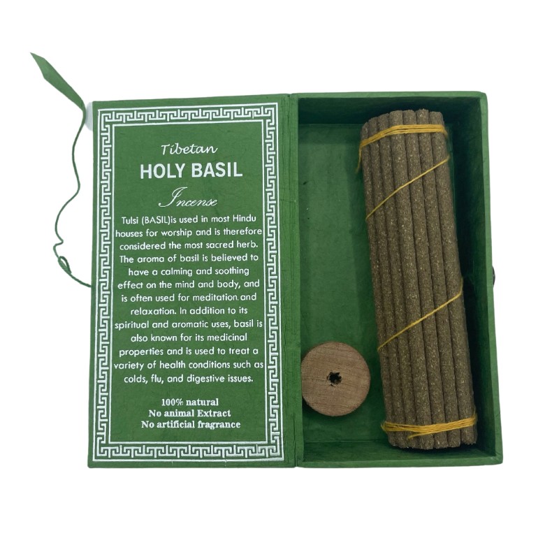 Himalayan Sughandit Dhoop Räucherstäbchen Set - Holi Basilikum - Beruhigt und beruhigt - 100% natürlich - 30 Räucherstäbchen-GESCHENKSET-HOSTENATURA