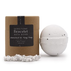 Bombe de bain avec bracelet gemme - Pamplemousse & Ylang Ylang - Jaspe blanc