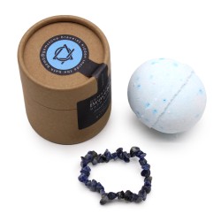 Bombe de bain avec bracelet gemme - Bois de santal - Sodalite