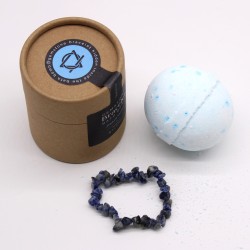 Bombe de bain avec bracelet gemme - Bois de santal - Sodalite