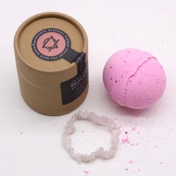 Bombe de bain avec bracelet en pierres précieuses - Bergamote - Quartz rose