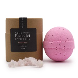 Bombe de bain avec bracelet en pierres précieuses - Bergamote - Quartz rose