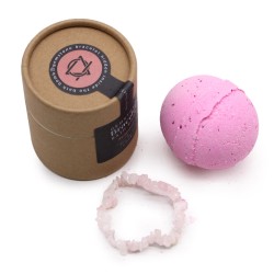 Bath Bomb with Gemstone Bracelet - Bergamot - Rose Quartz