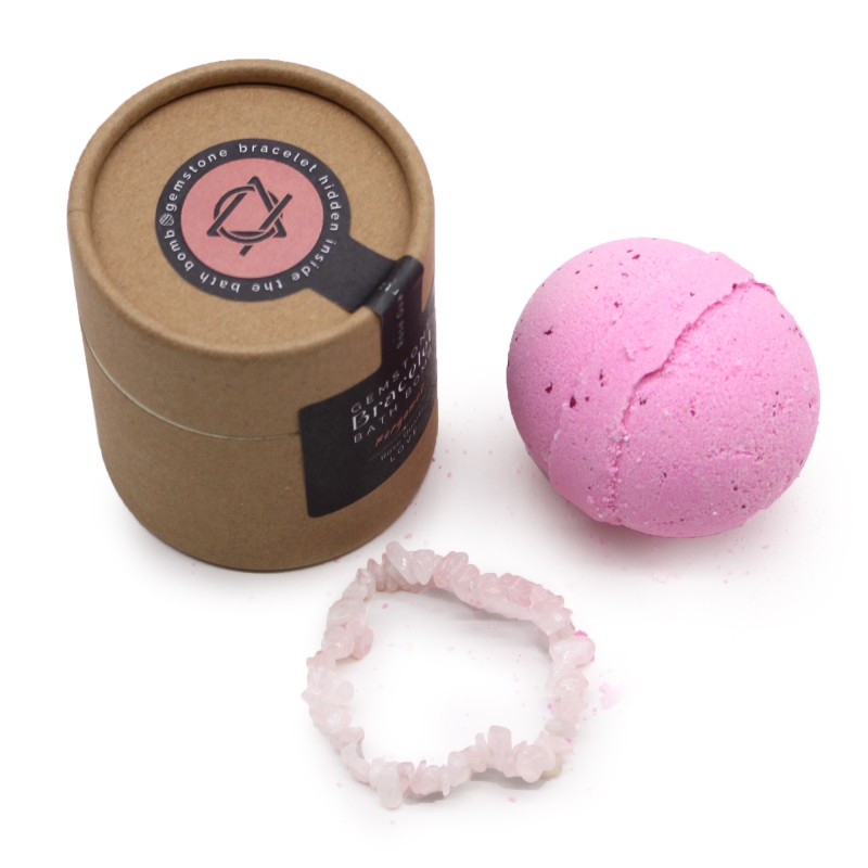 Bath Bomb with Gemstone Bracelet - Bergamot - Rose Quartz-BATH BOMBS-HOSTENATURA