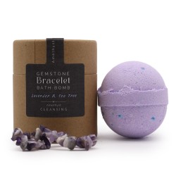 Bomba da bagno con braccialetto di gemme - Lavanda e Tea Tree - Ametista