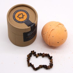 Bombe de bain avec bracelet gemme - Orange & mandarine - Oeil de tigre