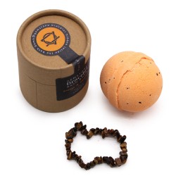 Bombe de bain avec bracelet gemme - Orange & mandarine - Oeil de tigre