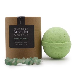 Bombe de bain avec bracelet gemme - Citron vert & citron - Aventurine verte