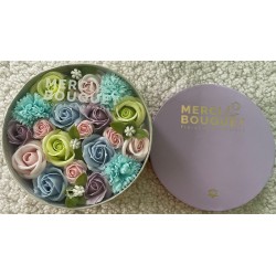 Round Box - Baby Blessings - Blue - Soap Flower Bouquet - 19x8cm