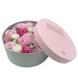 Boîte ronde - Bénédictions de bébé - Roses - Bouquet de fleurs de savon - 19x8cm