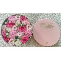 Round Box - Baby Blessings - Roses - Soap Flower Bouquet - 19x8cm