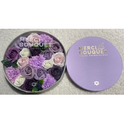 Coffret rond - Lavande Rose et œillet - Savon Bouquet de fleurs - 19x8cm