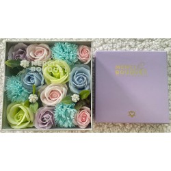 Square Box - Baby Blessings - Blue - Soap Flower Bouquet - 15x8x15cm