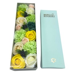 Long Box - Spring Celebrations - Yellow and Green - Soap Flower Bouquet - 28x8x8.5cm