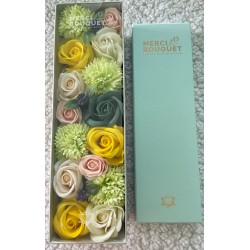 Long Box - Spring Celebrations - Yellow and Green - Soap Flower Bouquet - 28x8x8.5cm