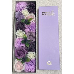 Long Box - Lavender Rose and Carnation - Soap Flower Bouquet - 28x8x8.5cm