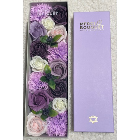 Coffret long - Lavande Rose et œillet - Savon Bouquet de fleurs - 28x8x8.5cm