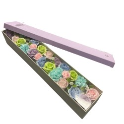 Extra Long Box - Baby Blessings - Blue - Soap Flower Bouquet - 50x8x9.5cm