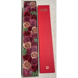 Bardzo długie pudełko - Vintage Roses - Bukiet kwiatów mydlanych - 50x8x9,5cm