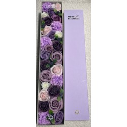 Coffret extra long - Lavande Rose et œillet - Bouquet de fleurs de savon - 50x8x9.5cm