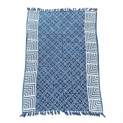 Handgefertigte Indigo-Decke - 170x120cm - Kasba Fliesen - 100% Baumwolle