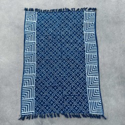 Handgemaakte Indigo Deken - 170x120cm - Kasba Tegels - 100% Katoen