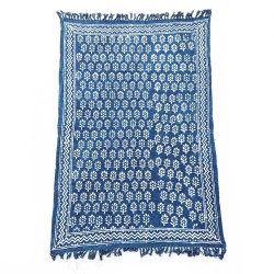 Handgemachte Indigo Decke - 170x120cm - Chhota Blume - 100% Baumwolle