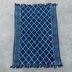 Handmade Indigo Blanket - 170x120cm - Midnight Heerak - 100% Cotton