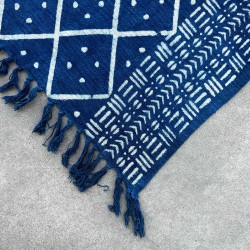 Pătură indigo realizată manual - 170x120cm - Midnight Heerak - 100% bumbac