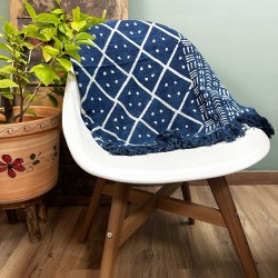 Handmade Indigo Blanket - 170x120cm - Midnight Heerak - 100% Cotton