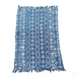 Pătură indigo realizată manual - 170x120cm - Dungi Desi - 100% bumbac