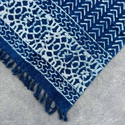 Handgemachte Indigo Decke - 170x120cm - Seedha Arrows - 100% Baumwolle