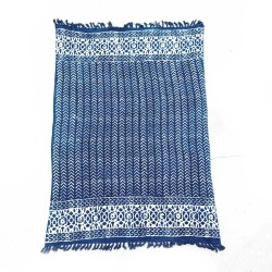 Pătură indigo realizată manual - 170x120cm - Seedha Arrows - 100% bumbac