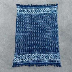 Handgemaakte Indigo Deken - 170x120cm - Seedha Arrows - 100% Katoen