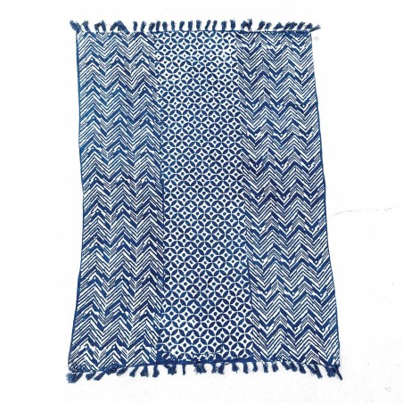 Manta Indigo Hecha a Mano - 170x120cm - Namoona Waves - 100% Algodón